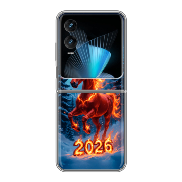 Пластиковый чехол на Infinix Zero Flip с принтом Новый год коня Пластиковый чехол на Infinix Zero Flip с принтом Новый год коня