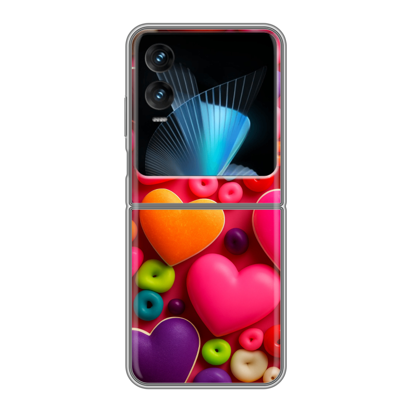 Пластиковый чехол на Infinix Zero Flip с принтом Сердечки Пластиковый чехол на Infinix Zero Flip с принтом Сердечки