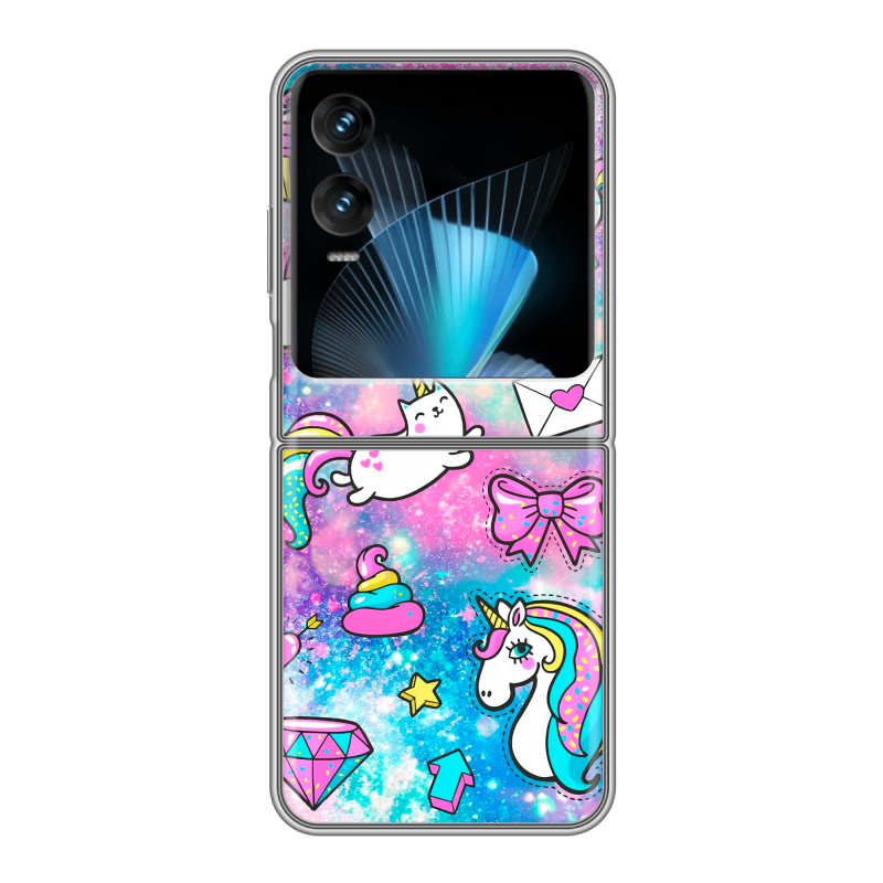 Пластиковый чехол на Infinix Zero Flip с принтом Единороги Пластиковый чехол на Infinix Zero Flip с принтом Единороги