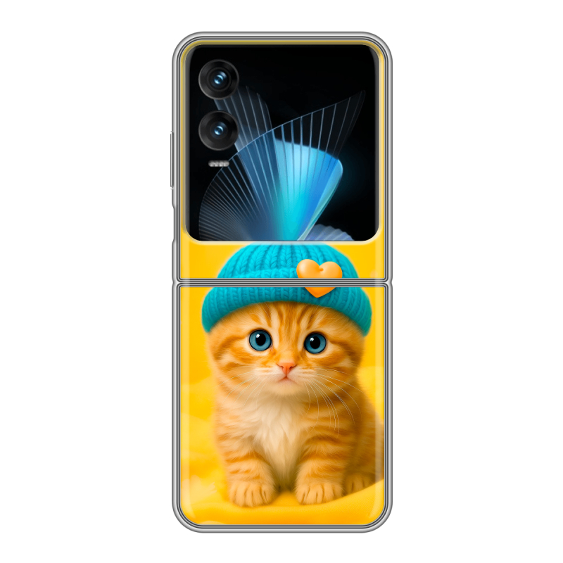 Пластиковый чехол на Infinix Zero Flip с принтом Котенок в шапке Пластиковый чехол на Infinix Zero Flip с принтом Котенок в шапке