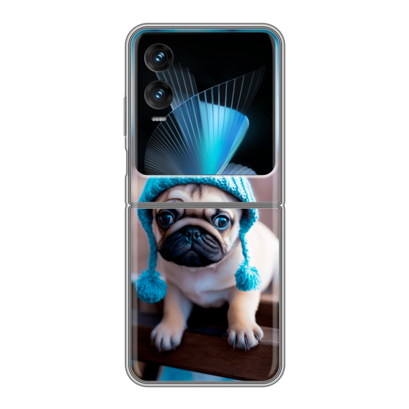 Пластиковый чехол на Infinix Zero Flip с принтом Мопс в шапке Пластиковый чехол на Infinix Zero Flip с принтом Мопс в шапке