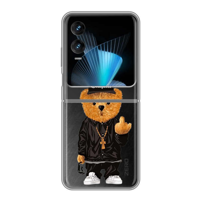 Пластиковый чехол на Infinix Zero Flip с принтом Мишка Пластиковый чехол на Infinix Zero Flip с принтом Мишка