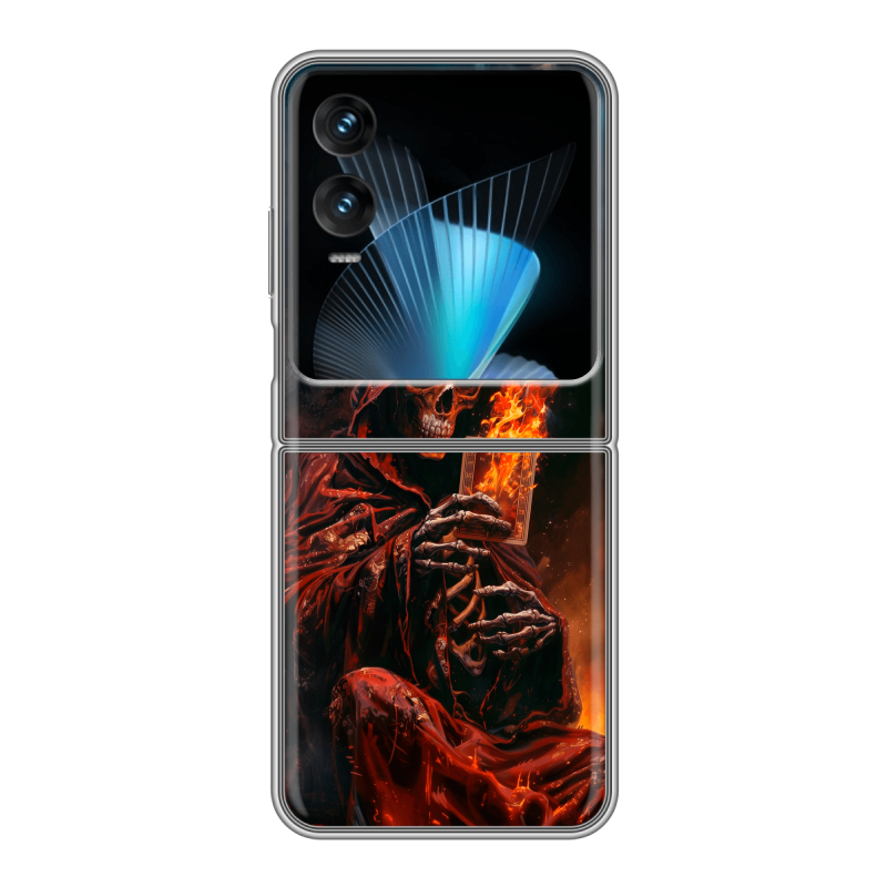 Пластиковый чехол на Infinix Zero Flip с принтом Скелет и карты Пластиковый чехол на Infinix Zero Flip с принтом Скелет и карты