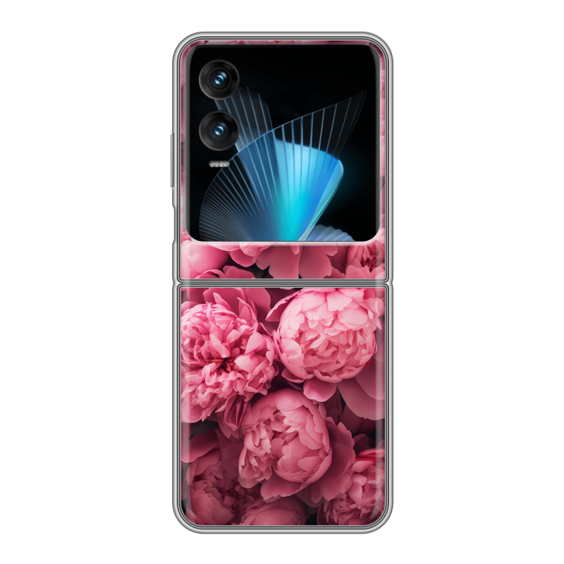 Пластиковый чехол на Infinix Zero Flip с принтом цветы пионы Пластиковый чехол на Infinix Zero Flip с принтом цветы пионы