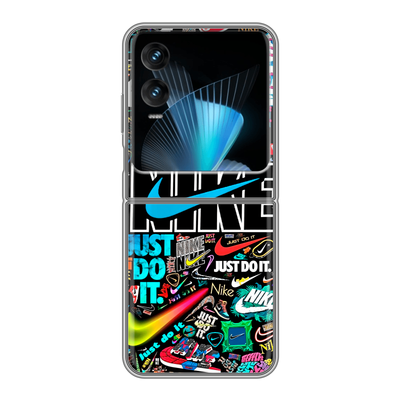 Пластиковый чехол на Infinix Zero Flip с принтом найк nike черный Пластиковый чехол на Infinix Zero Flip с принтом найк nike черный
