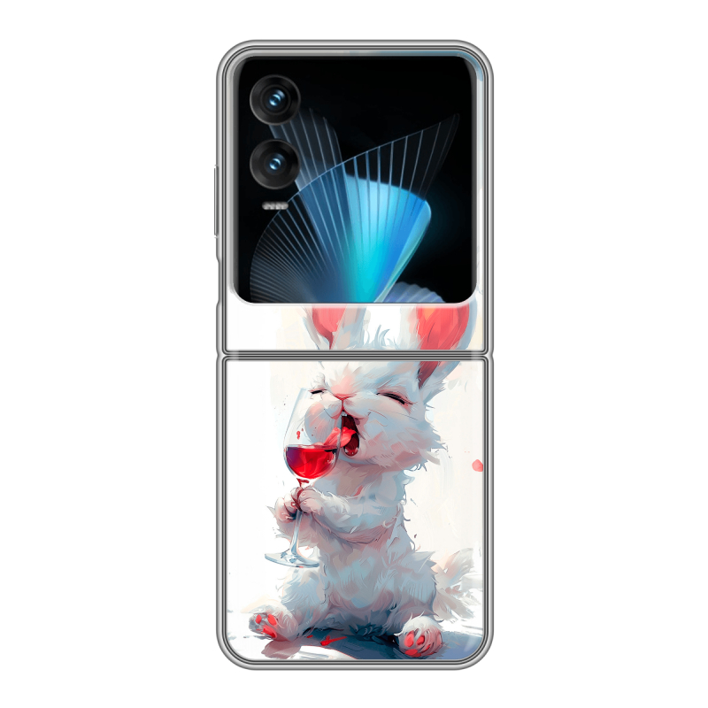 Пластиковый чехол на Infinix Zero Flip с принтом кролик зайчик Пластиковый чехол на Infinix Zero Flip с принтом кролик зайчик