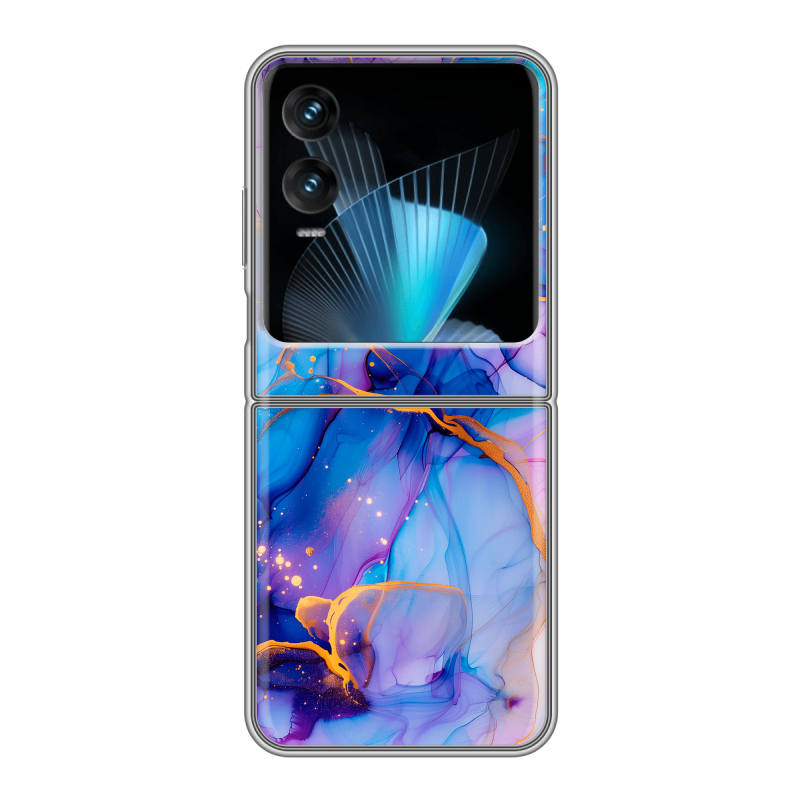 Пластиковый чехол на Infinix Zero Flip с принтом синий мрамор Пластиковый чехол на Infinix Zero Flip с принтом синий мрамор