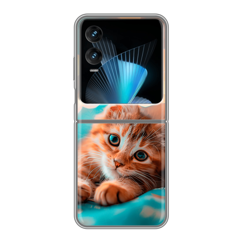 Пластиковый чехол на Infinix Zero Flip с принтом котик Пластиковый чехол на Infinix Zero Flip с принтом котик