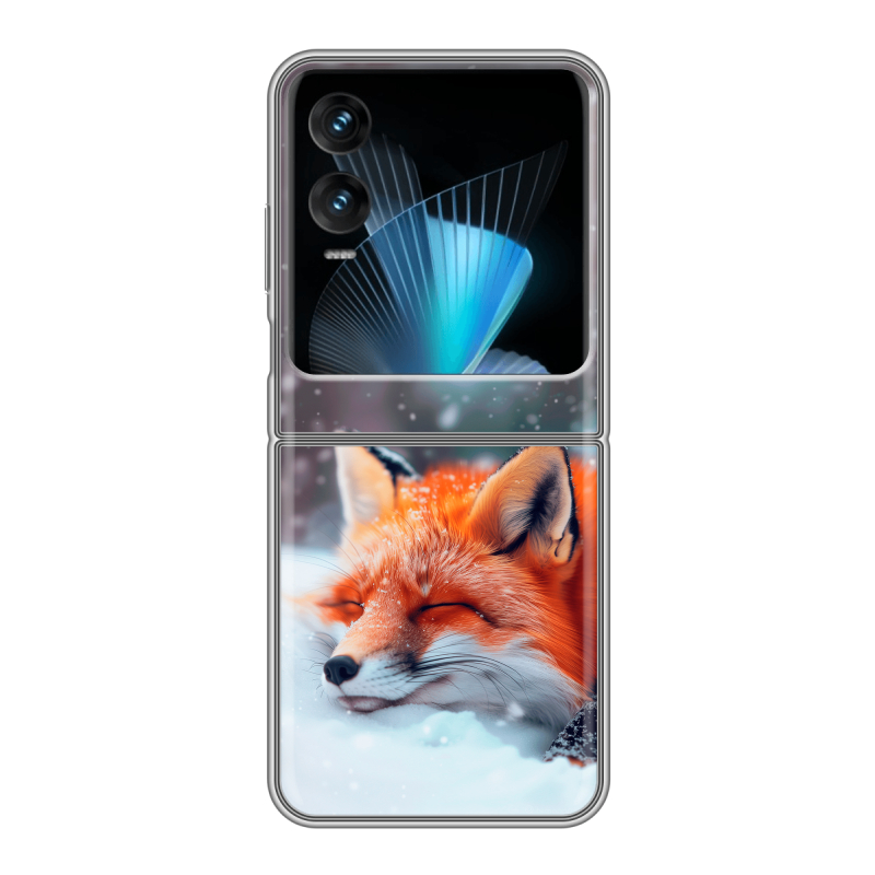 Пластиковый чехол на Infinix Zero Flip с принтом лиса Пластиковый чехол на Infinix Zero Flip с принтом лиса