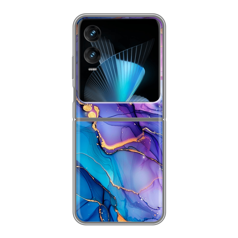 Пластиковый чехол на Infinix Zero Flip с принтом синий мрамор Пластиковый чехол на Infinix Zero Flip с принтом синий мрамор