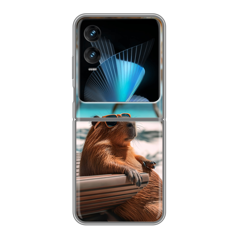 Пластиковый чехол на Infinix Zero Flip с принтом Капибара Пластиковый чехол на Infinix Zero Flip с принтом Капибара