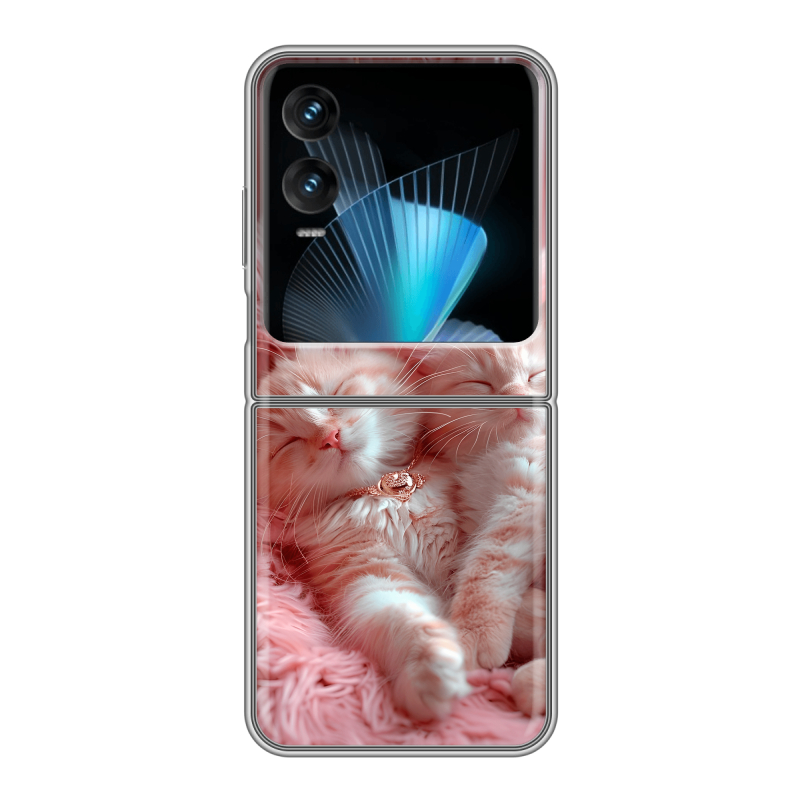 Пластиковый чехол на Infinix Zero Flip с принтом котята котики Пластиковый чехол на Infinix Zero Flip с принтом котята котики