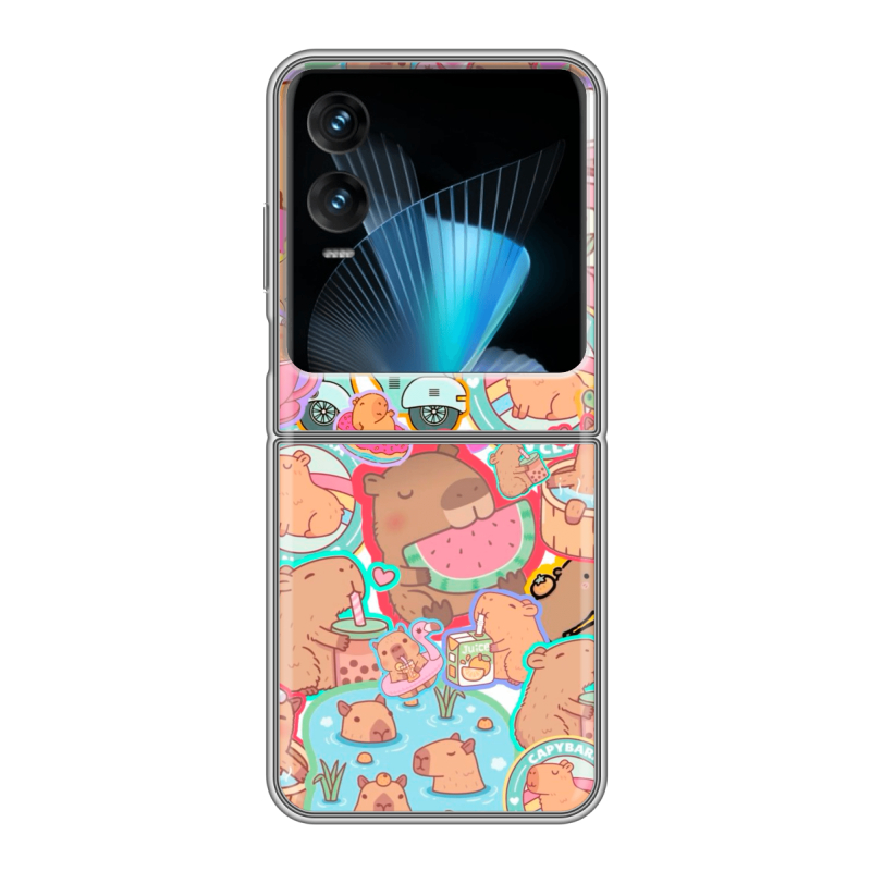 Пластиковый чехол на Infinix Zero Flip с принтом капибары Пластиковый чехол на Infinix Zero Flip с принтом капибары