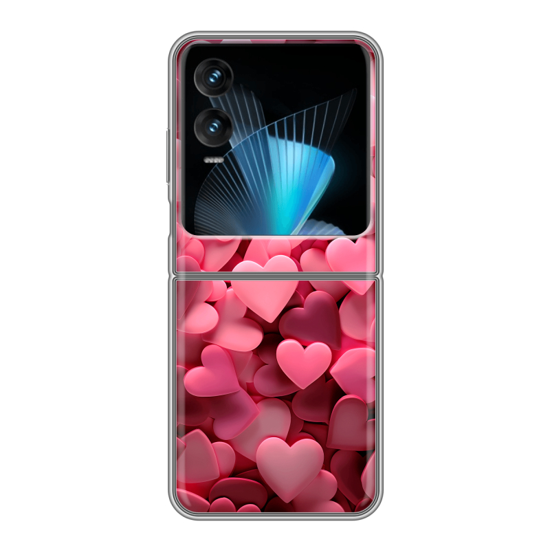 Пластиковый чехол на Infinix Zero Flip с принтом розовые сердечки Пластиковый чехол на Infinix Zero Flip с принтом розовые сердечки