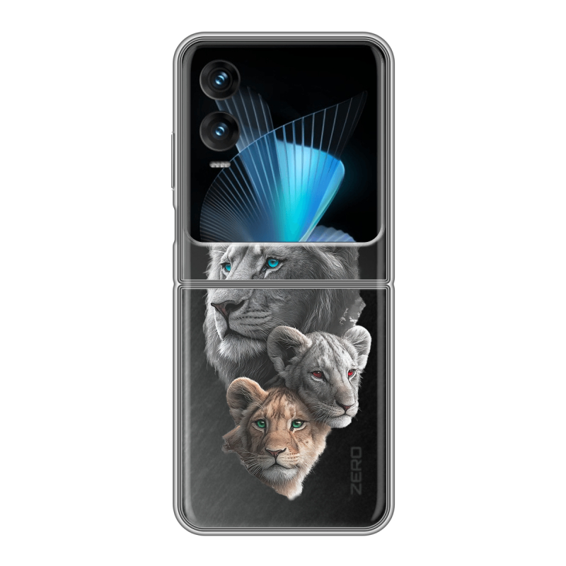 Пластиковый чехол на Infinix Zero Flip с принтом Львы Пластиковый чехол на Infinix Zero Flip с принтом Львы