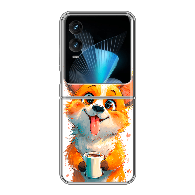 Пластиковый чехол на Infinix Zero Flip с принтом корги Пластиковый чехол на Infinix Zero Flip с принтом корги