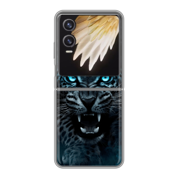 Пластиковый чехол на Tecno Phantom V Flip 2 с принтом Темный леопард