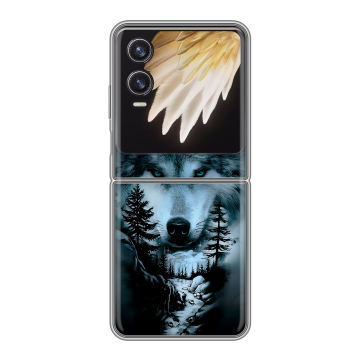 Пластиковый чехол на Tecno Phantom V Flip 2 с принтом Лесной волк