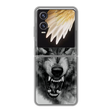 Пластиковый чехол на Tecno Phantom V Flip 2 с принтом Волк