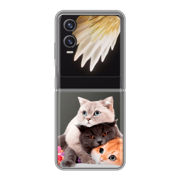 Пластиковый чехол на Tecno Phantom V Flip 2 с принтом Кошки