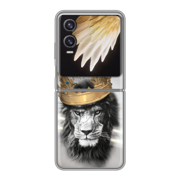 Пластиковый чехол на Tecno Phantom V Flip 2 с принтом Лев с короной