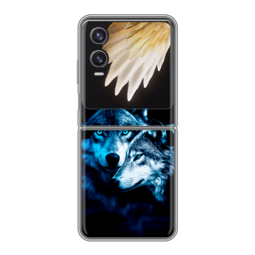 Пластиковый чехол на Tecno Phantom V Flip 2 с принтом Волки