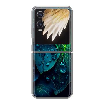 Пластиковый чехол на Tecno Phantom V Flip 2 с принтом Листья