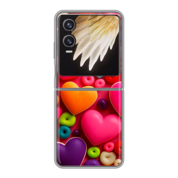 Пластиковый чехол на Tecno Phantom V Flip 2 с принтом Сердечки