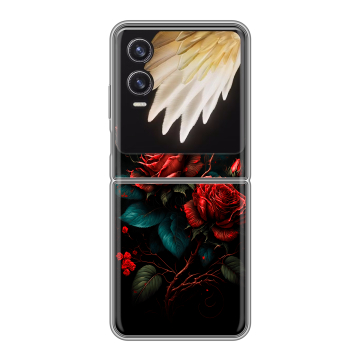 Пластиковый чехол на Tecno Phantom V Flip 2 с принтом Розы красные