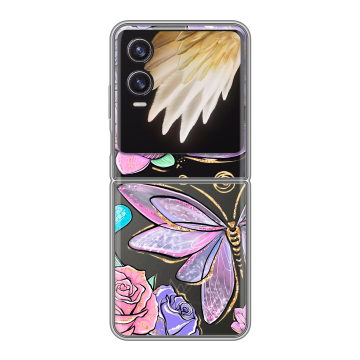 Пластиковый чехол на Tecno Phantom V Flip 2 с принтом Бабочки и цветы Пластиковый чехол на Tecno Phantom V Flip 2 с принтом Бабочки и цветы