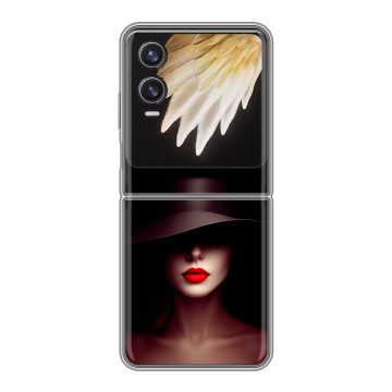 Пластиковый чехол на Tecno Phantom V Flip 2 с принтом Девушка в шляпе Пластиковый чехол на Tecno Phantom V Flip 2 с принтом Девушка в шляпе