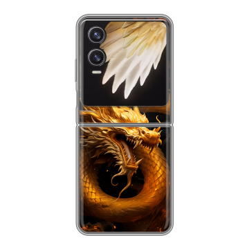 Пластиковый чехол на Tecno Phantom V Flip 2 с принтом Золотой дракон Пластиковый чехол на Tecno Phantom V Flip 2 с принтом Золотой дракон