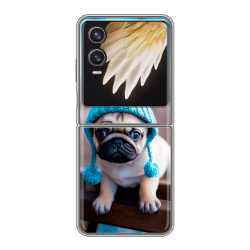 Пластиковый чехол на Tecno Phantom V Flip 2 с принтом Мопс в шапке Пластиковый чехол на Tecno Phantom V Flip 2 с принтом Мопс в шапке