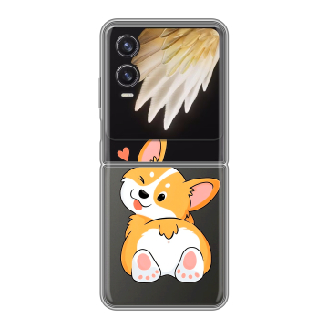 Пластиковый чехол на Tecno Phantom V Flip 2 с принтом Корги Пластиковый чехол на Tecno Phantom V Flip 2 с принтом Корги