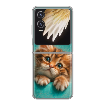 Пластиковый чехол на Tecno Phantom V Flip 2 с принтом котенок