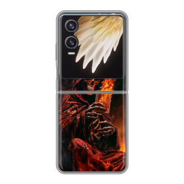 Пластиковый чехол на Tecno Phantom V Flip 2 с принтом Скелет и карты Пластиковый чехол на Tecno Phantom V Flip 2 с принтом Скелет и карты