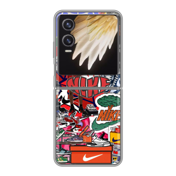 Пластиковый чехол на Tecno Phantom V Flip 2 с принтом Найк Nike яркий Пластиковый чехол на Tecno Phantom V Flip 2 с принтом Найк Nike яркий