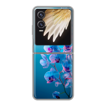 Пластиковый чехол на Tecno Phantom V Flip 2 с принтом голубые орхидеи Пластиковый чехол на Tecno Phantom V Flip 2 с принтом голубые орхидеи