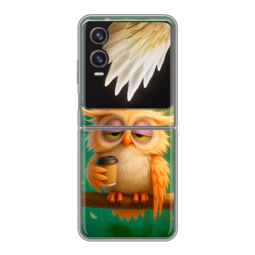 Пластиковый чехол на Tecno Phantom V Flip 2 с принтом сова