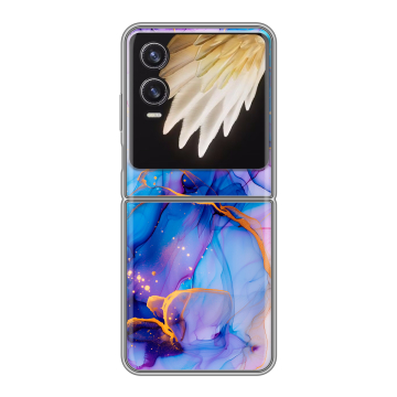 Пластиковый чехол на Tecno Phantom V Flip 2 с принтом синий мрамор
