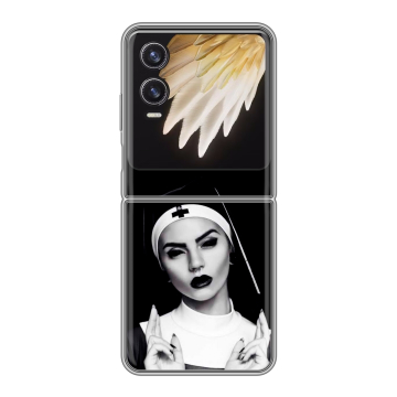Пластиковый чехол на Tecno Phantom V Flip 2 с принтом монашка Пластиковый чехол на Tecno Phantom V Flip 2 с принтом монашка