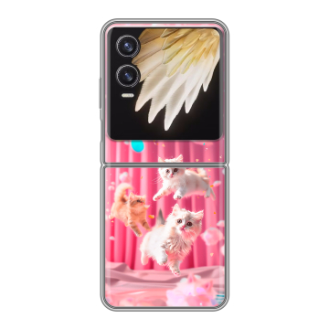 Пластиковый чехол на Tecno Phantom V Flip 2 с принтом милые котики