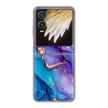 Пластиковый чехол на Tecno Phantom V Flip 2 с принтом синий мрамор Пластиковый чехол на Tecno Phantom V Flip 2 с принтом синий мрамор