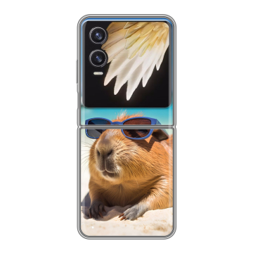 Пластиковый чехол на Tecno Phantom V Flip 2 с принтом Капибара