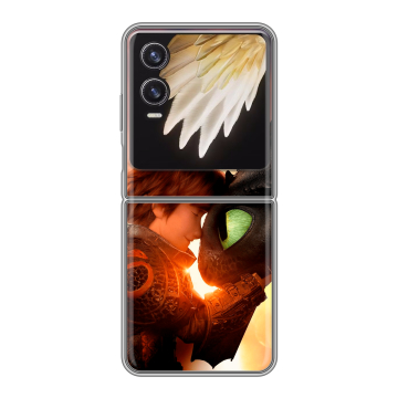 Пластиковый чехол на Tecno Phantom V Flip 2 с принтом Как приручить дракона