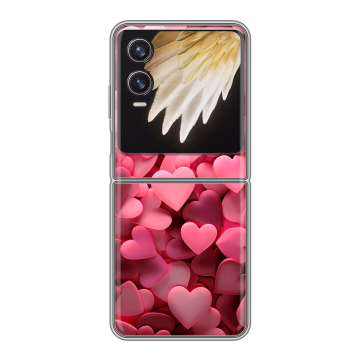 Пластиковый чехол на Tecno Phantom V Flip 2 с принтом розовые сердечки Пластиковый чехол на Tecno Phantom V Flip 2 с принтом розовые сердечки