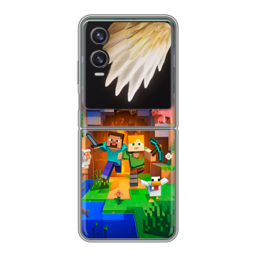 Пластиковый чехол на Tecno Phantom V Flip 2 с принтом Майнкрафт Minecraft Пластиковый чехол на Tecno Phantom V Flip 2 с принтом Майнкрафт Minecraft