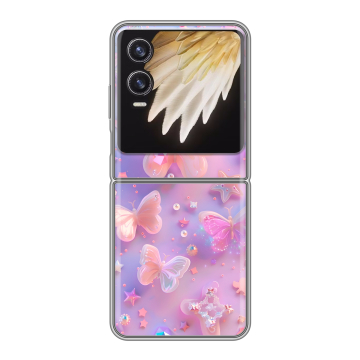 Пластиковый чехол на Tecno Phantom V Flip 2 с принтом Бабочки Пластиковый чехол на Tecno Phantom V Flip 2 с принтом Бабочки