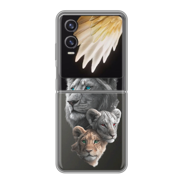 Пластиковый чехол на Tecno Phantom V Flip 2 с принтом Львы