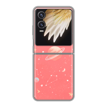 Пластиковый чехол на Tecno Phantom V Flip 2 с принтом Розовый космос